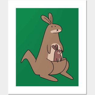 Mama and Baby Kangaroo Posters and Art
